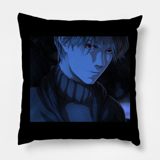 Johan Liebert – Monster by Naoki Urasawa (Blue) Pillow by PhilipArnaudov