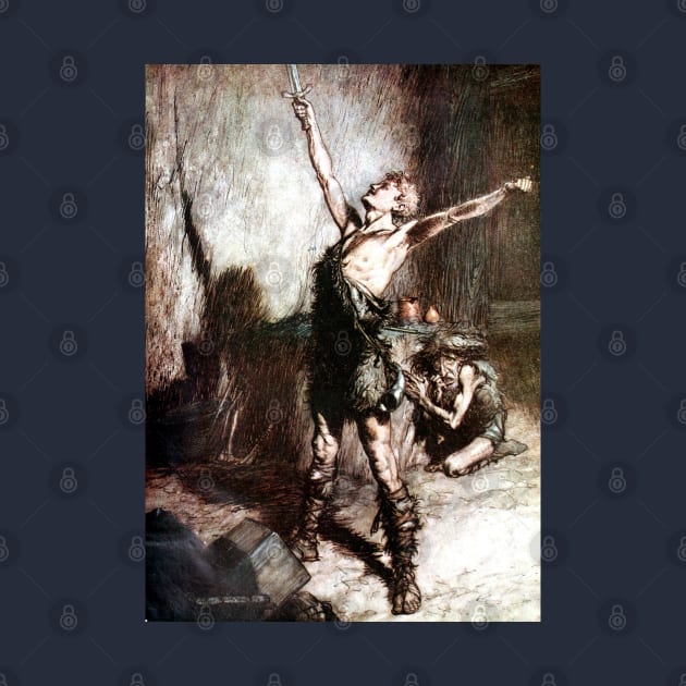 Nothung - Siegfried and the Twilight of the Gods - Arthur Rackham by forgottenbeauty