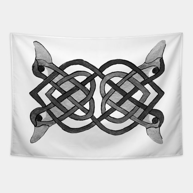 BLACK Celtic knotwork Tapestry by Zamen