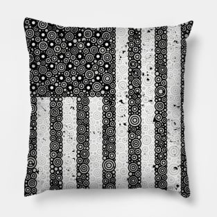 Distressed Black American Flag Circle Design Pillow