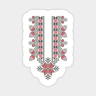 Palestinian Jordanian Traditional Tatreez Realistic Embroidery Pattern Design #14 blk-red Magnet