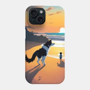 child playing with a dog on the beach. Phone Case