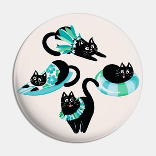 Purrfect Purradise - aqua blue Pin