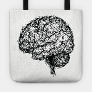 Brain ballpoint pen drawing Tote