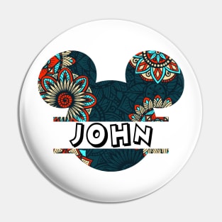 John Name With Seamless Pattern Pin