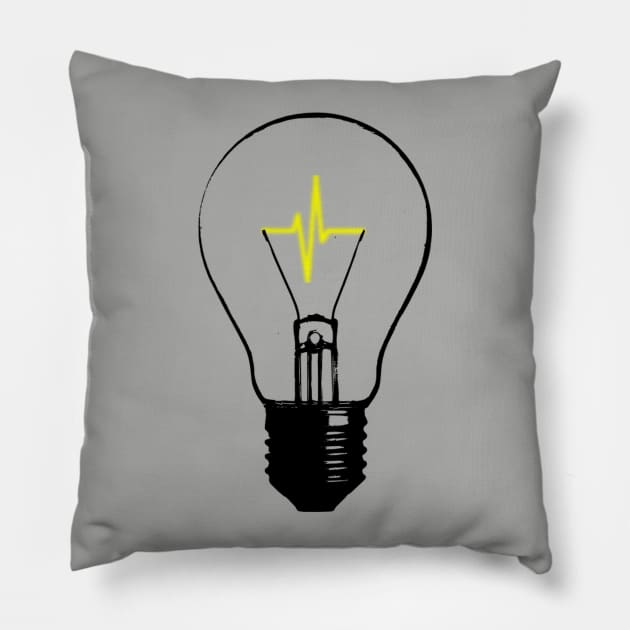 lightbulb heartbeat Pillow by chriswig