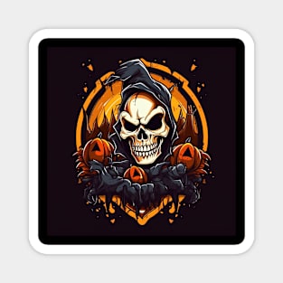 scary witch with pumpkins Magnet