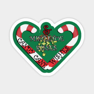 Christmas Print, CANDY CANE WISHES & MISTLETOE KISSES, Gift Products Magnet