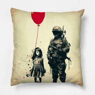 Peace and freedom, girl with red baloon Pillow