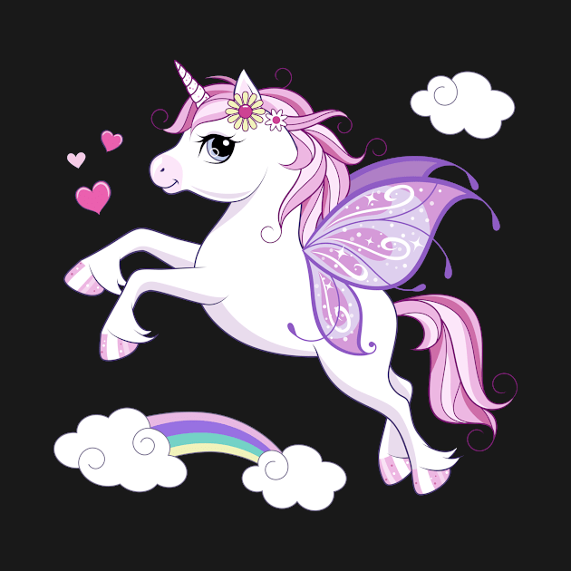 unicorn character with butterfly wings pink tshirt by Tshirt lover 1