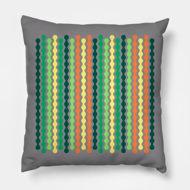 Yellow, Orange, Dark green | Formas coloridas lineales | Linear colorful shapes | 線形のカラフルな形 | Formes colorées linéaires | Lineare bunte Formen | Forme colorate lineari Pillow by Zaztrozzi