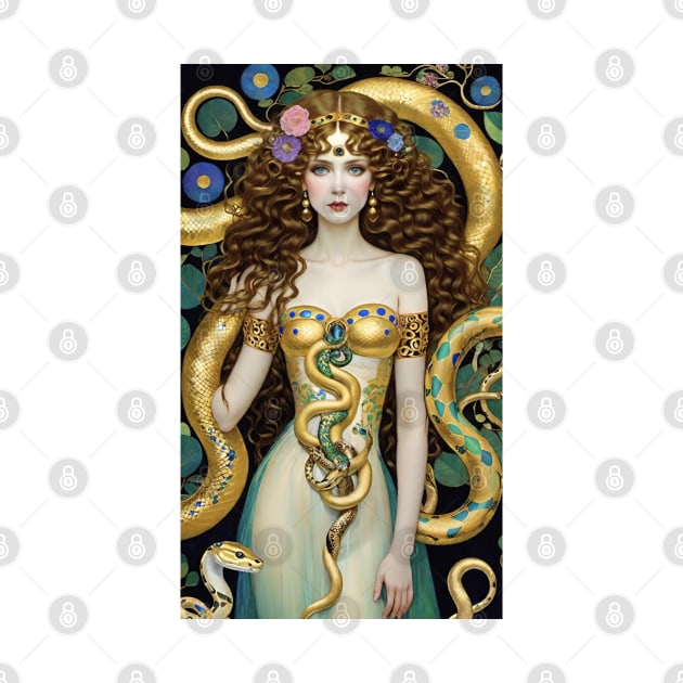 Gustav Klimt's Serpentine Elegance: Women with Graceful Snakes by FridaBubble