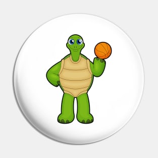 Turtle as Basketball player with Basketball Pin