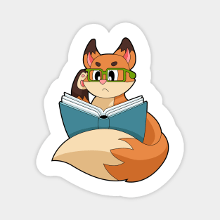 Fox as Nerd with Book & Glasses Magnet