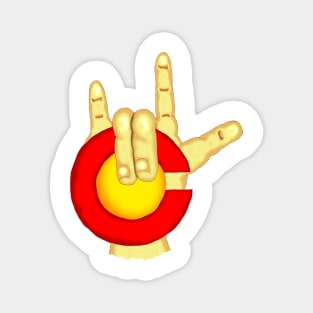 Caucasian man sign language for deaf. "I love Colorado" Magnet