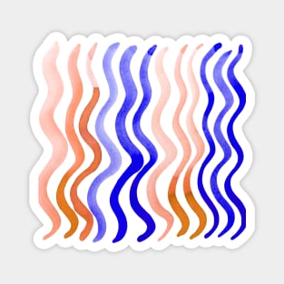 Wavy lines - orange and blue Magnet