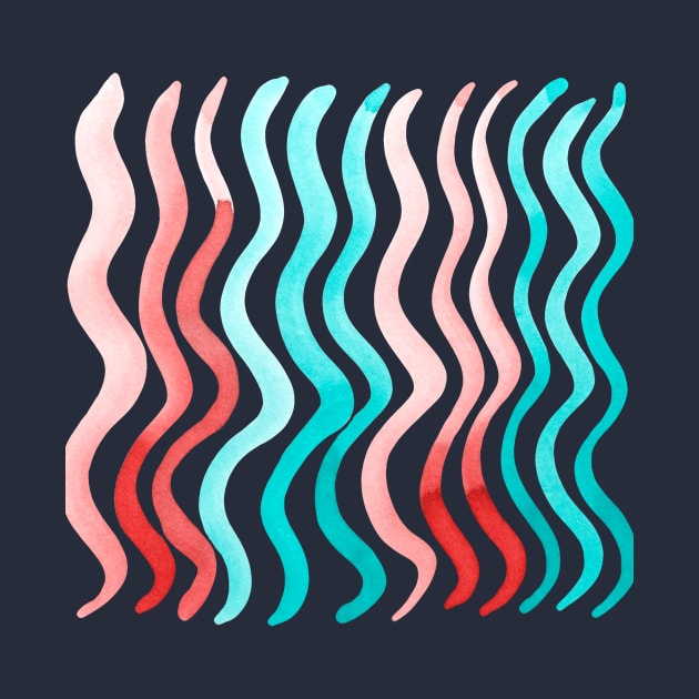 Wavy lines - orange and mint by wackapacka