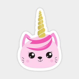 Unicorn Cat, Little Cat, Cute Cat, Pink Cat, Kitty Magnet