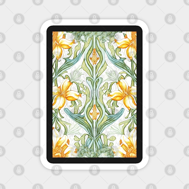 Floral Garden Botanical Print with Yellow flowers Magnet by FloralFancy