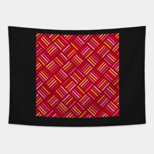 Herringbone Pattern Red and Pink Tapestry