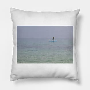 Paddle boarder in the sea off the Isle of Herm, Channel Islands Pillow