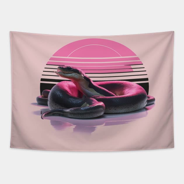 Anaconda in retro sunset Tapestry by Spaceboyishere