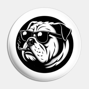 badass bulldog smoking Pin