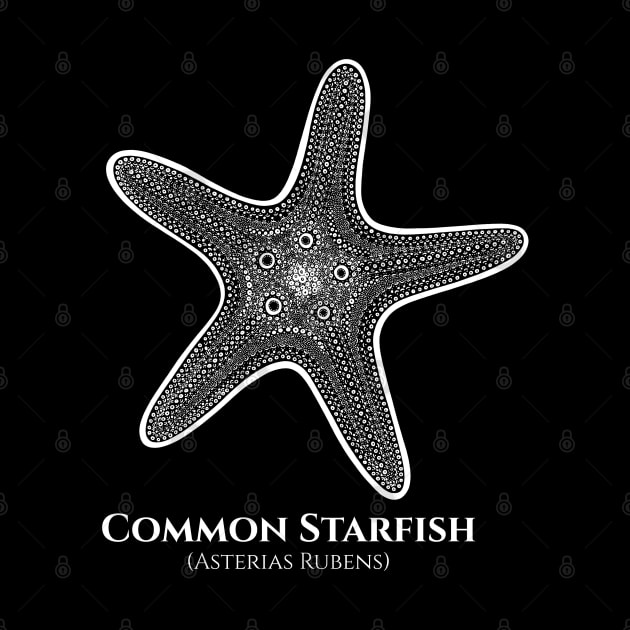 Common Starfish with Common and Scientific Names - black and white by Green Paladin