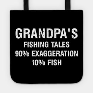 Grandpa's fishing tales: 90% exaggeration, 10% fish Tote