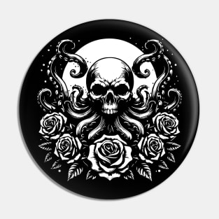 kraken skull moon design Pin