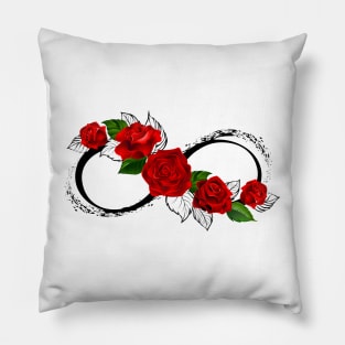 Infinity Symbol with Red Roses Pillow