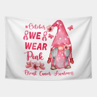 Breast Cancer Awareness Gnome - Pink Cancer Ribbon Support Tapestry