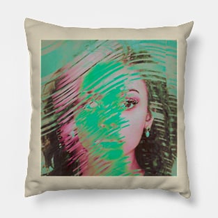 THE PARTS ROOM Glitch Art Neon Portrait Pillow