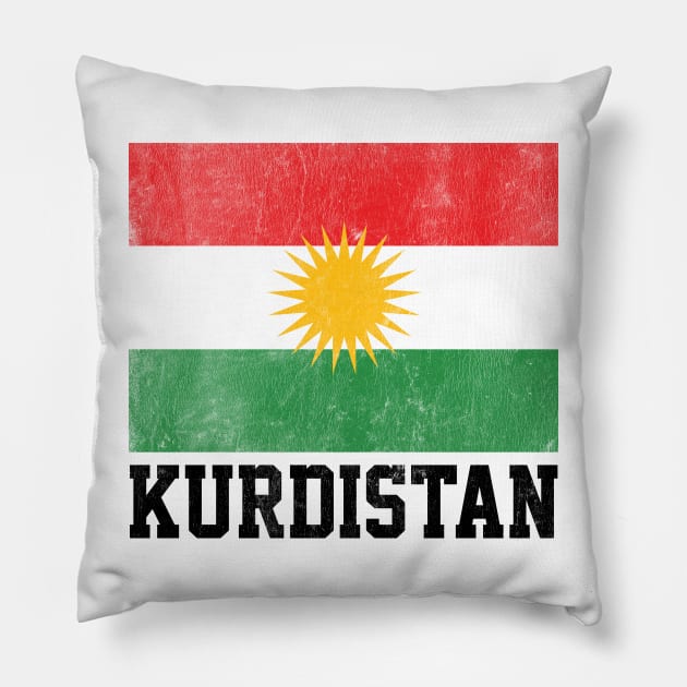 Kurdistan / Faded Vintage-Style Flag Design Pillow by DankFutura