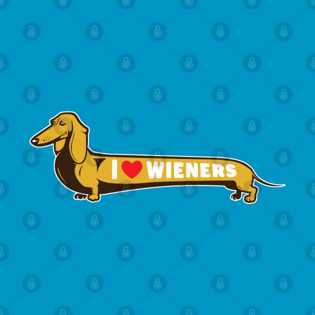 I Love Wieners Dog Art by Rumble Dog Tees