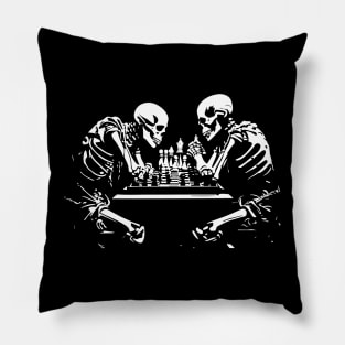 skeletons play chess Pillow