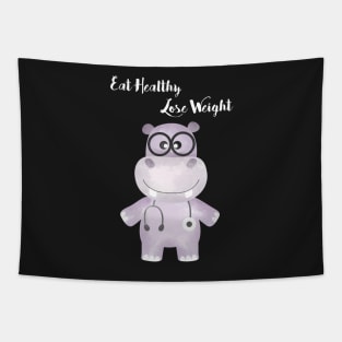 Eat Healthy Lose Weight - Advice from Hippo the Doctor Tapestry