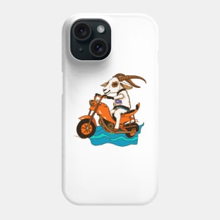 A goat rides on a motorcycle version 2 Phone Case