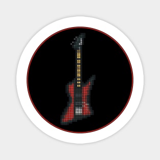 Tiled Pixel Red Bird Bass Guitar in a Black Circle Magnet