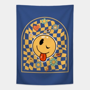 Hippie Psychedelic Aesthetic, Happy Smiley Face Tapestry
