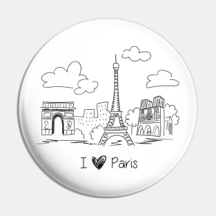 I Love Paris Doodle Pin