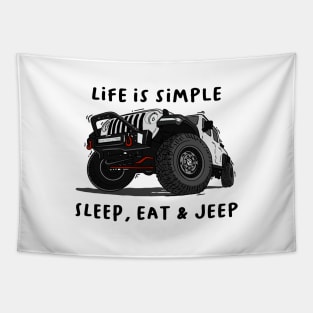 American Jeep White Tapestry