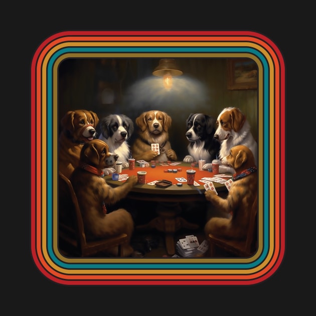 Retro Dogs Playing Poker by DavidLoblaw