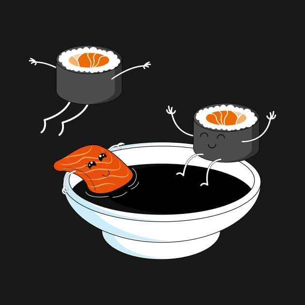 Sushi bath in soya sauce by vpdesigns