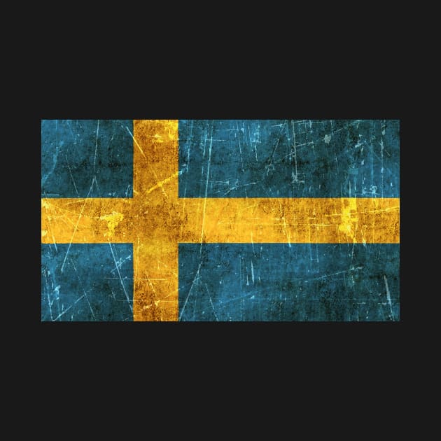 Vintage Aged and Scratched Swedish Flag by jeffbartels