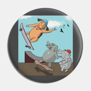 Skateboarding animals Pin