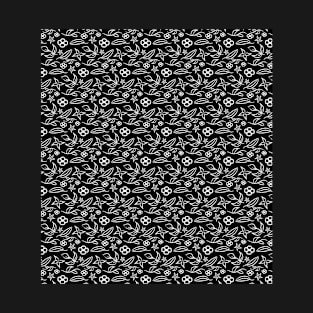 black and white plants pattern T-Shirt