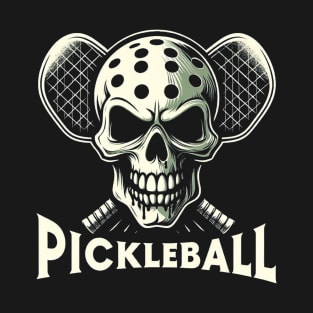 Pickleball Skull and Crossbones Design T-Shirt