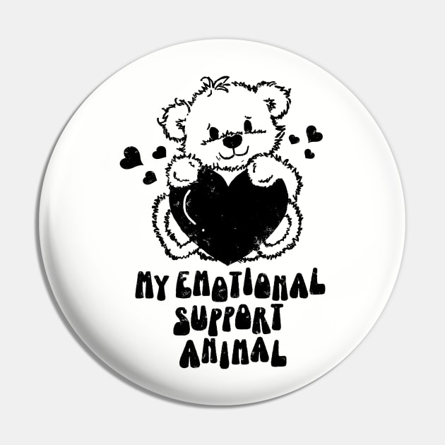 My Emotional Support Animal, Retro Cartoon Bear I Love You Beary Much Pin by SilverLake