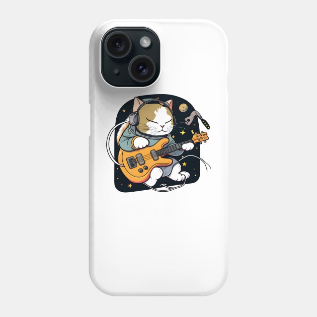 Cute Musician Cat Kitty Playing Guitar - Funny Cats Phone Case by Daphne R. Ellington